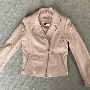 Danier Blush Pink Leather Moto Jacket
